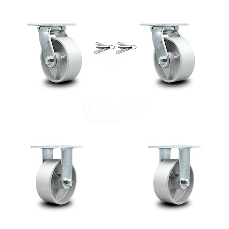 Service Caster 5 Inch Semi Steel Caster Set with Ball Bearings 2 Swivel Lock 2 Rigid SCC SCC-30CS520-SSB-BSL-2-R-2